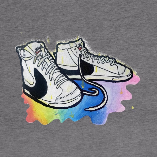 Blazer 77 Jumbo melted rainbow - Traditional painting - sneaker art by DopamineDumpster